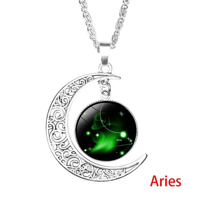 Zodiac Necklace with Glass Cabochon