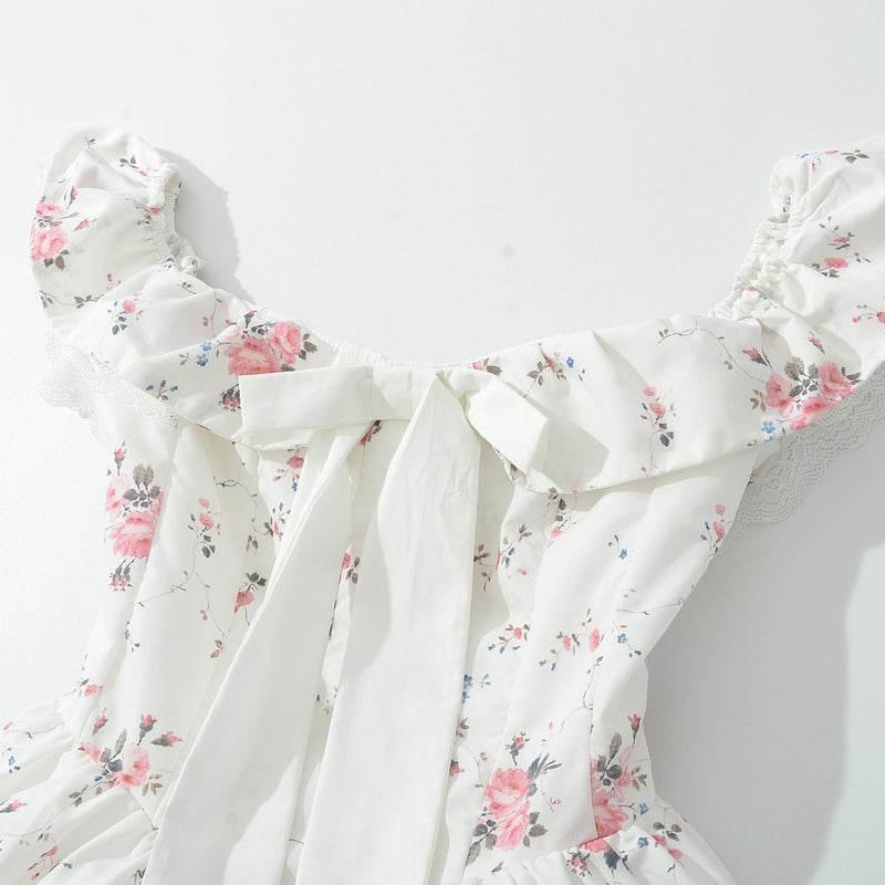 Fashion bow one neck printed dress for women