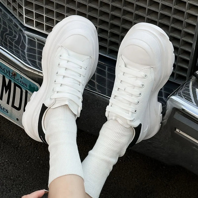 Lace Up Round Toe Platform Sneakers