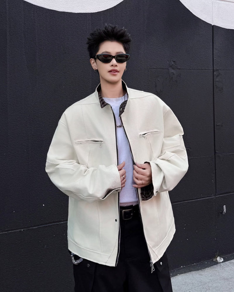 Washed canvas heavy-duty Harrington jacket for men