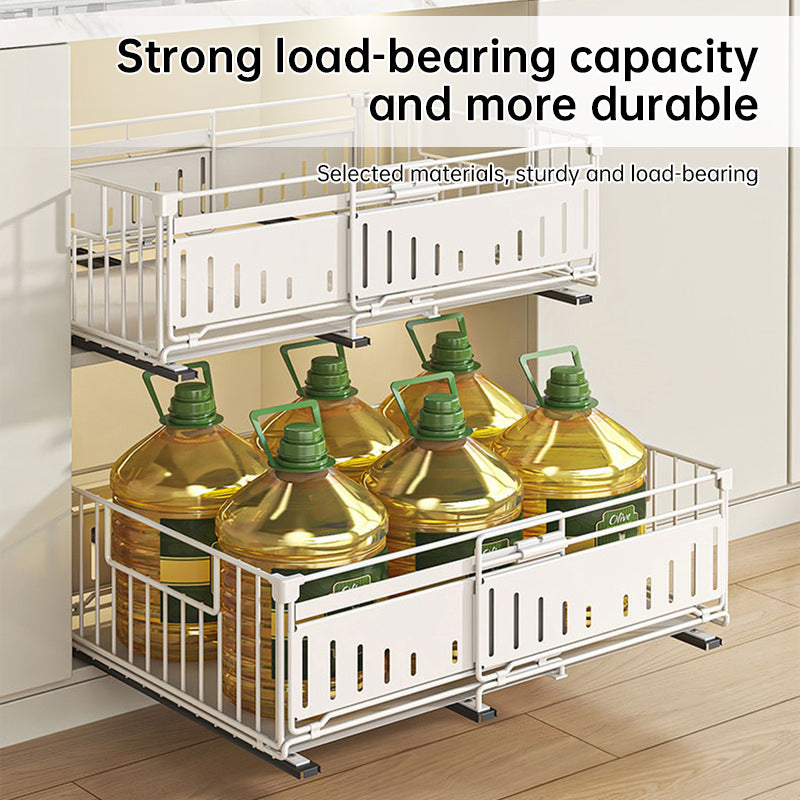 Telescopic Kitchen Drawer Organizer, Adjustable Slide-Out Storage Rack (33-49cm)