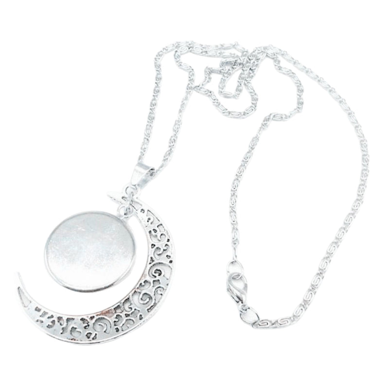 Zodiac Time Gem Luminous Necklace for Women, Simple Silver Moon Pendant Choker