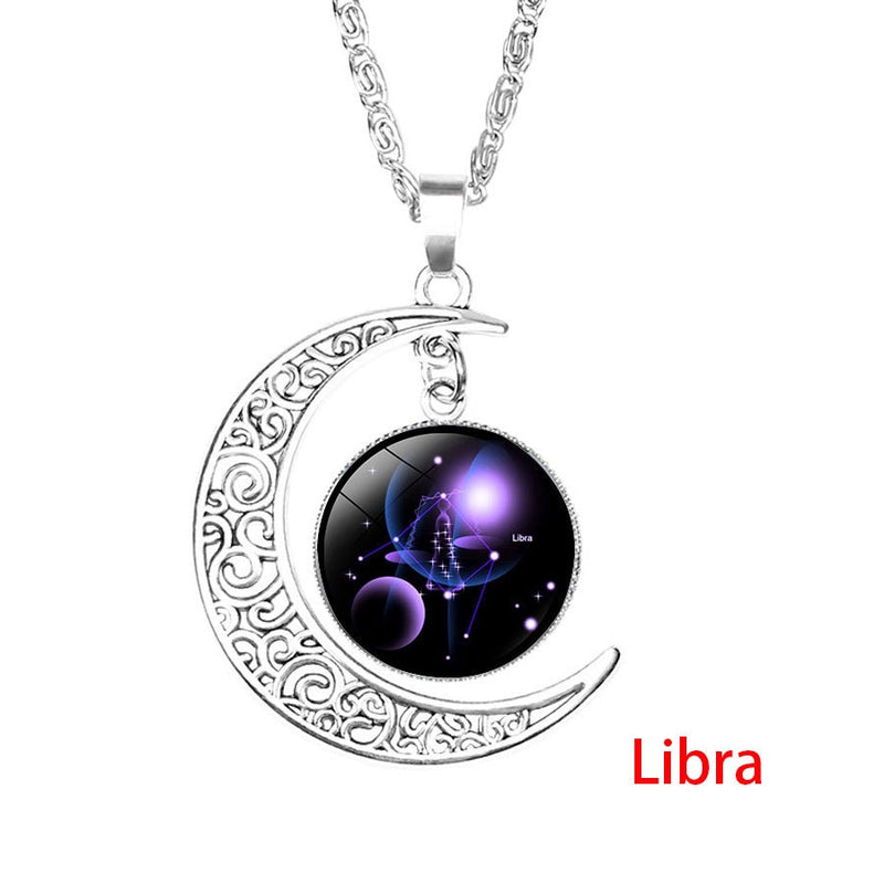 Zodiac Necklace with Glass Cabochon