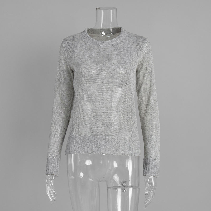 Knitted base semi transparent sweater for women