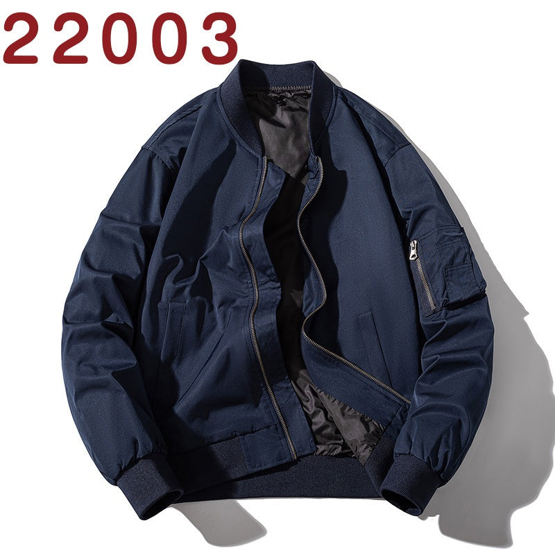 Baseball Jacket Men Simple Popular Cotton-Padded Large Solid Color Outerwear Pilot Jacket Men