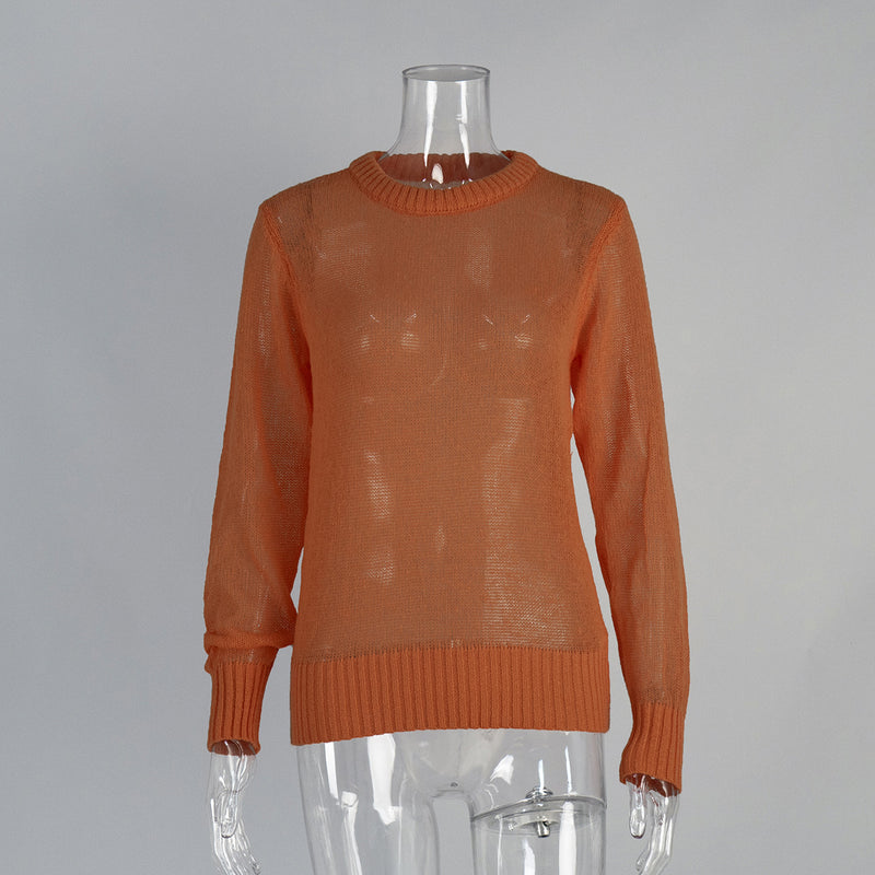 Knitted base semi transparent sweater for women