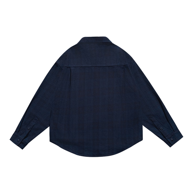 Plaid Patch Pocket Shirt Men Long Sleeve Loose Thick Shirt