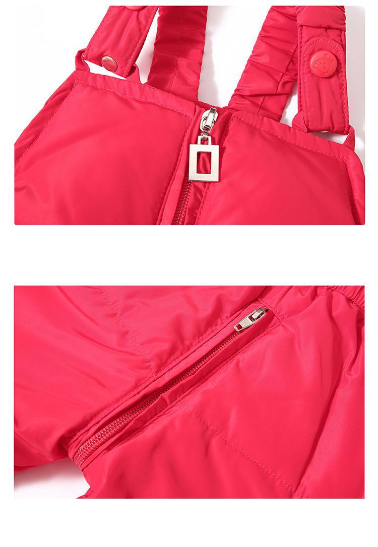 Children's baby  Down Jacket with Big Fur Hood 4 Solid Colors with Zipper kids Down Jacket Set 2pcs