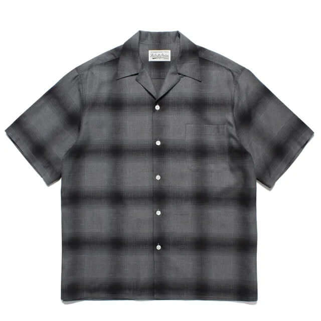 men's plaid short sleeve shirt in black and gray, perfect for casual streetwear and warm-weather styling.