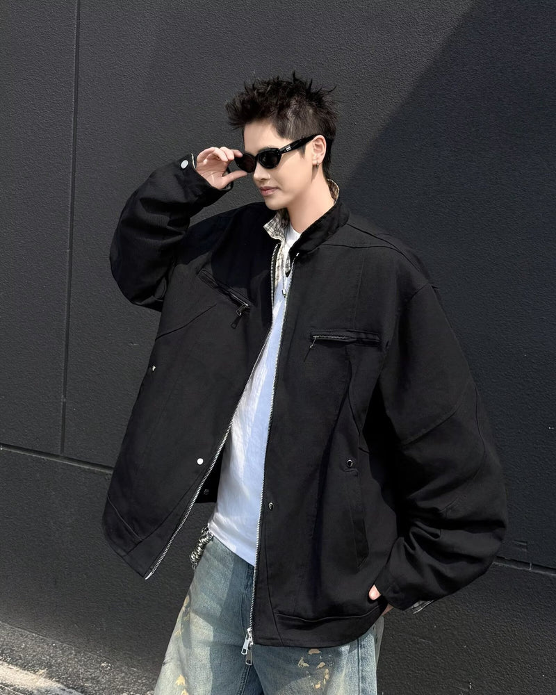 Washed canvas heavy-duty Harrington jacket for men