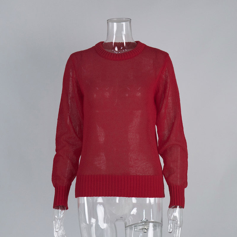 Knitted base semi transparent sweater for women