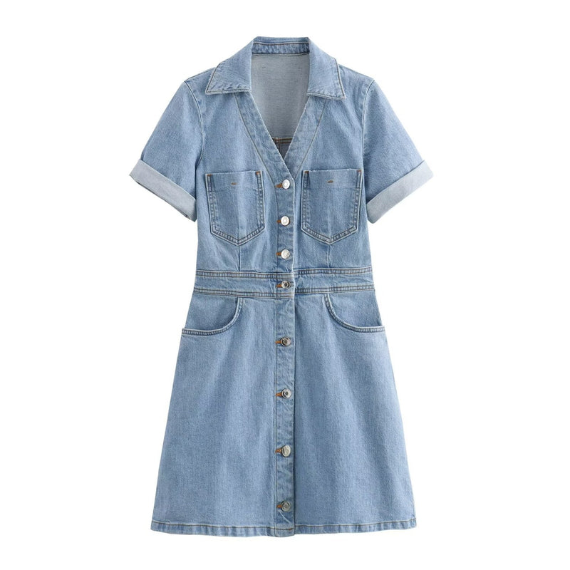 Fashionable and casual denim mini dress