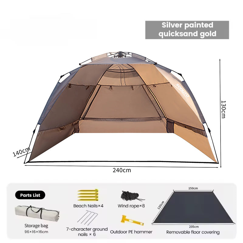 Outdoor 3-4 person one-touch quick-set tent UV-resistant