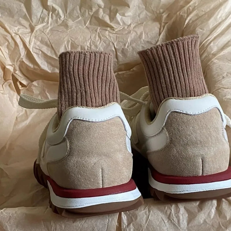 Lace Up Contrast Flat Sneakers