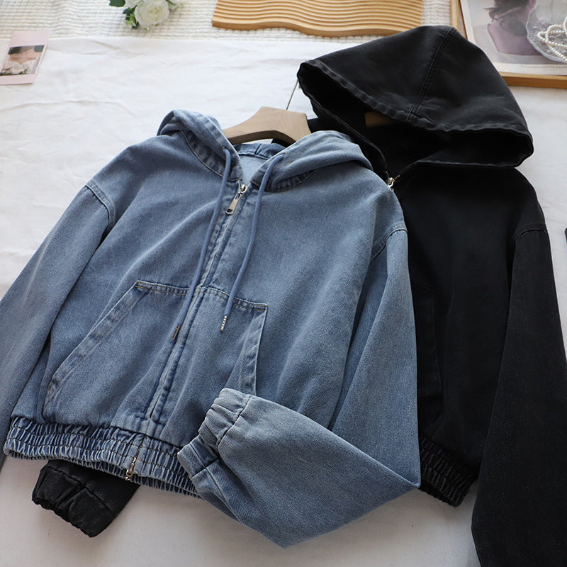 VINTAGE FASHION CASUAL HOODED DENIM JACKET FOR WOMEN