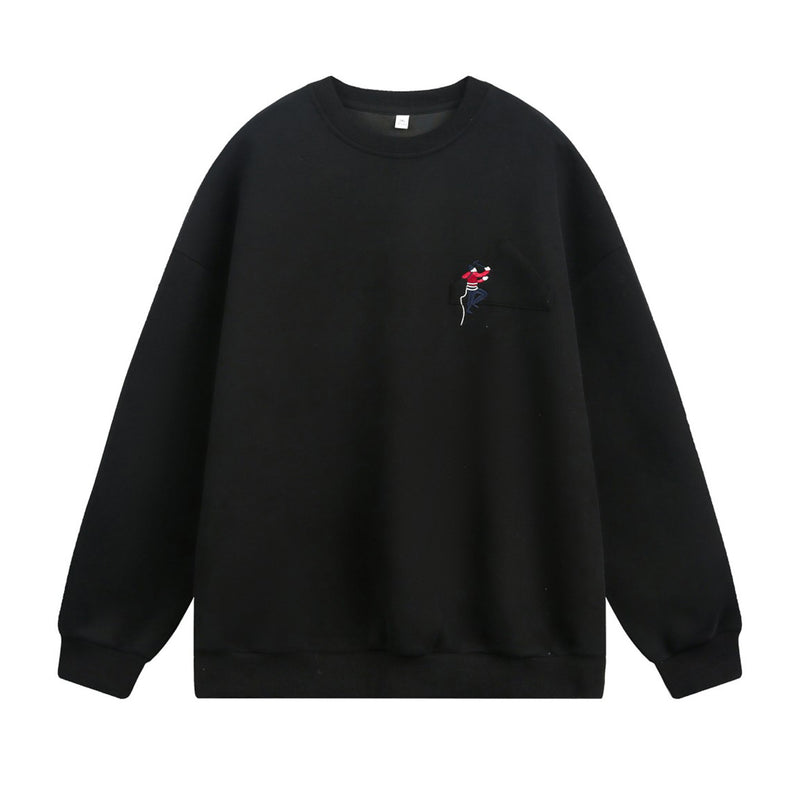 Embroidered round neck sweatshirt for men