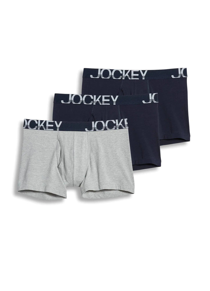 Jockey Mens Underwear ActiveStretch Boxer Brief - 3 Pack True Navy/Grey Heather/True Navy s