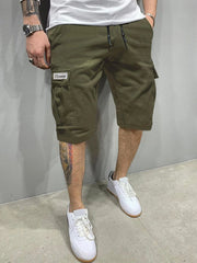 Men’s army green cargo shorts with utility pockets