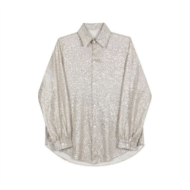 Men's Handmade Sequin Shirt - Loose Luxury Fashion Top