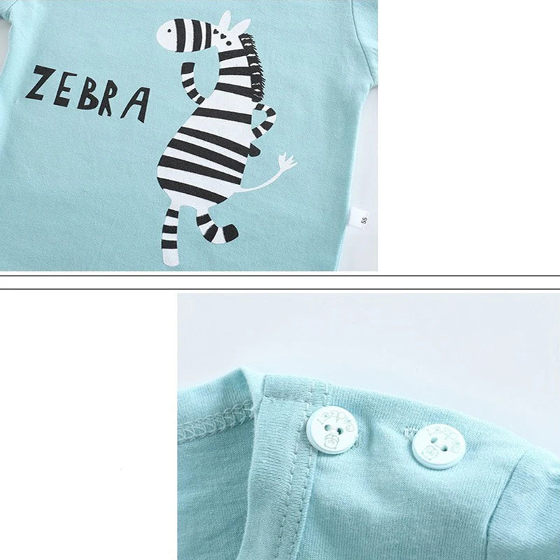 Set Pajamas Summer Kids Baby Boys Girls Cotton Casual Tracksuit Cartoon Dinosaur Clothes Suit