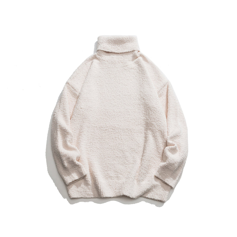 Solid color reversible high neck sweater knitted sweater for men and women