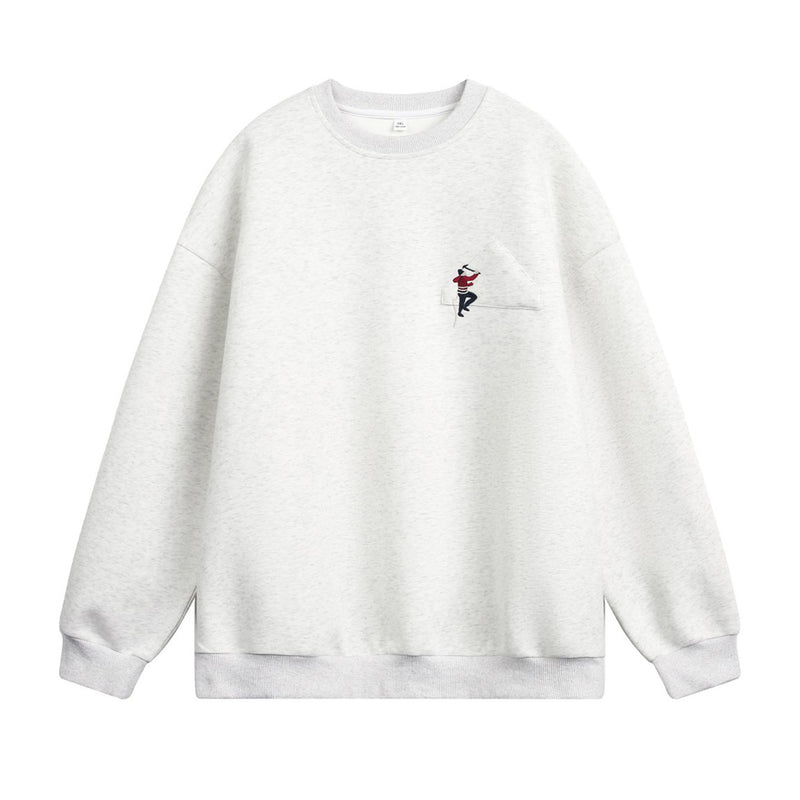 Embroidered round neck sweatshirt for men