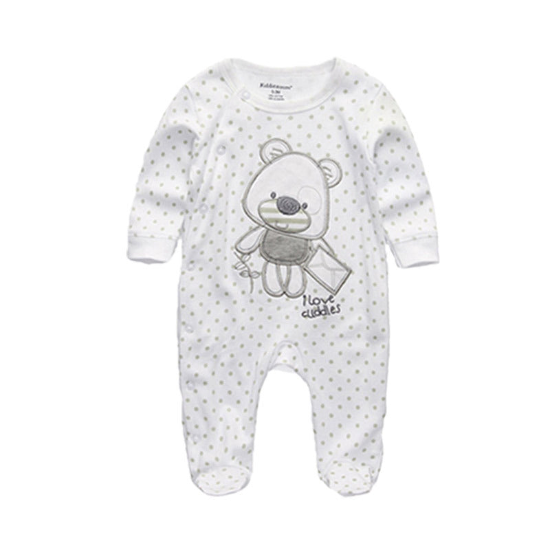 Newborn pure cotton double button crawling clothes