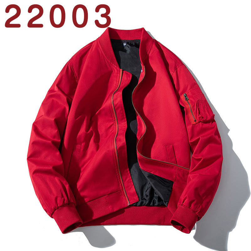 Baseball Jacket Men Simple Popular Cotton-Padded Large Solid Color Outerwear Pilot Jacket Men