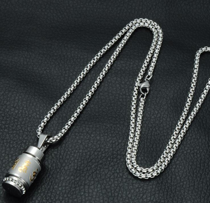 Rotating Mantra Pendant Necklace