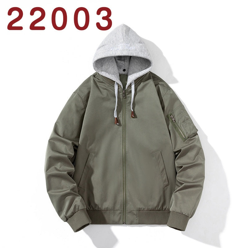 Baseball Jacket Men Simple Popular Cotton-Padded Large Solid Color Outerwear Pilot Jacket Men