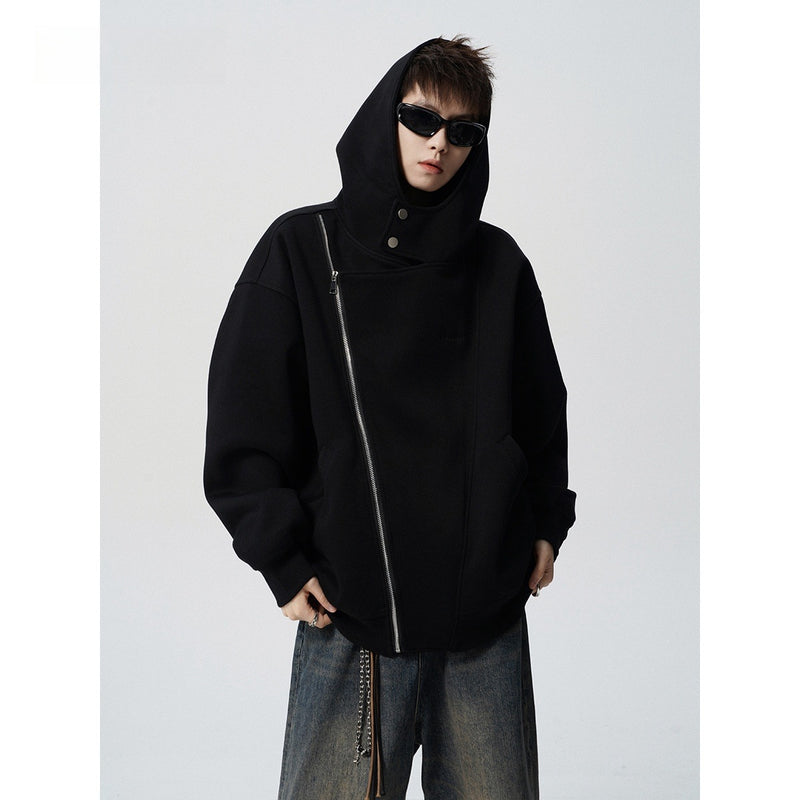 Retro double zipper hoodie jacket for men and women in spring and autumn