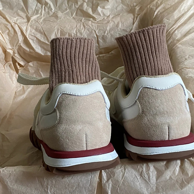 Lace Up Contrast Flat Sneakers