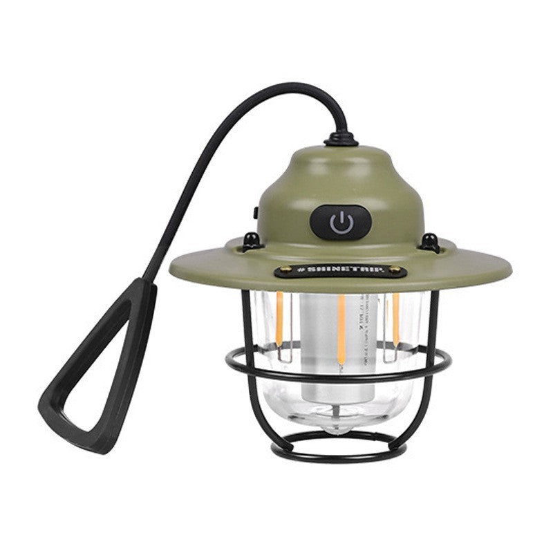 Retro Outdoor LED Light with Type-C Charging, Water-Resistant Tent Light for Hiking