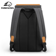 Back design of the Kingsons dark gray backpack showing padded straps and breathable mesh support panel.