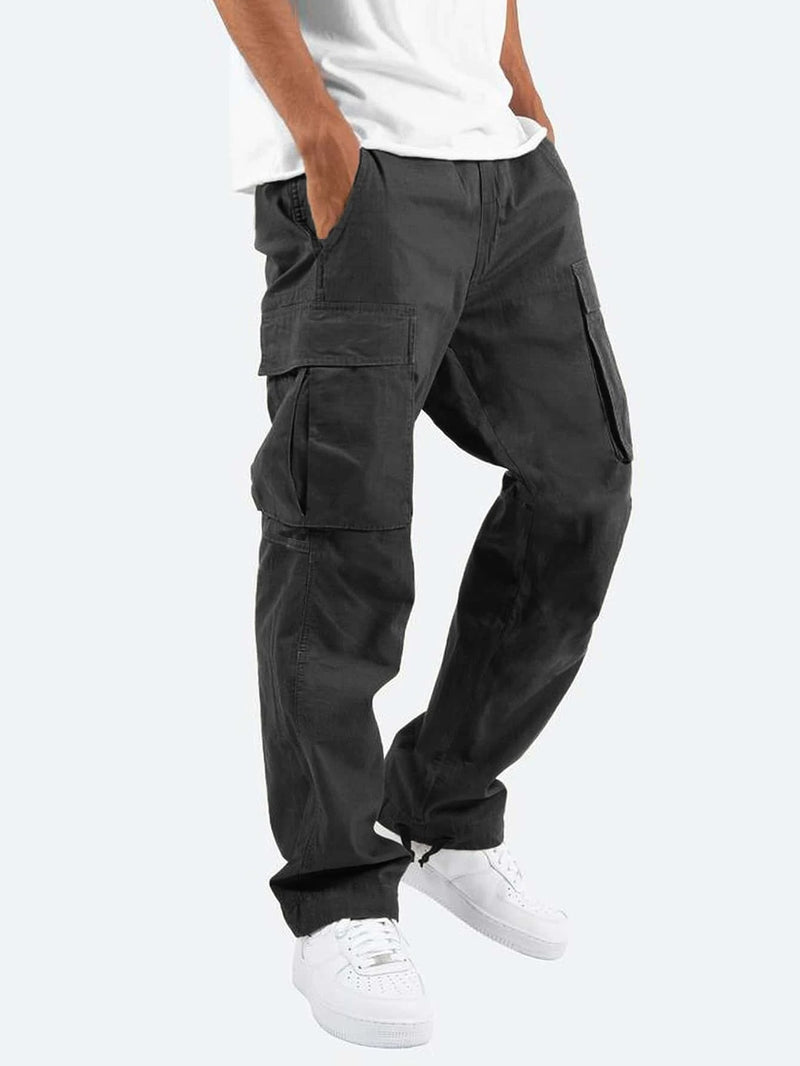 Black loose fit cargo pants for men streetwear fashion