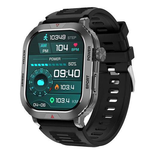 Black Bluetooth smart watch with fitness tracking display