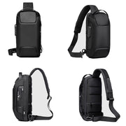 Back panel of black sling bag with padded, breathable cushion for all-day comfort