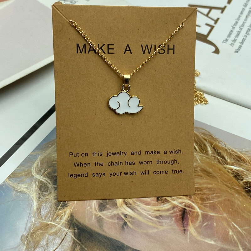 Cloud Pendant Necklace Red pink color Fashion Women Men Necklace Gift For Friend Golden Color Link Chain Neck Jewelry Wholesale