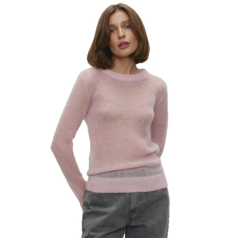 Knitted base semi transparent sweater for women