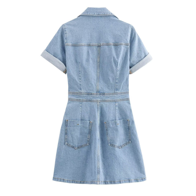 Fashionable and casual denim mini dress