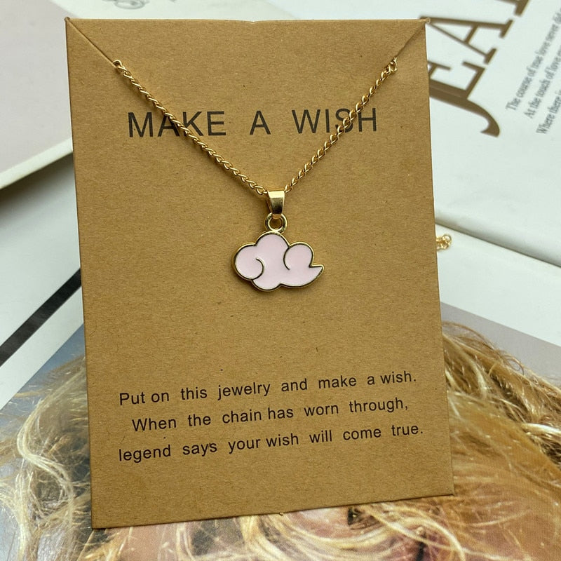 Cloud Pendant Necklace Red pink color Fashion Women Men Necklace Gift For Friend Golden Color Link Chain Neck Jewelry Wholesale