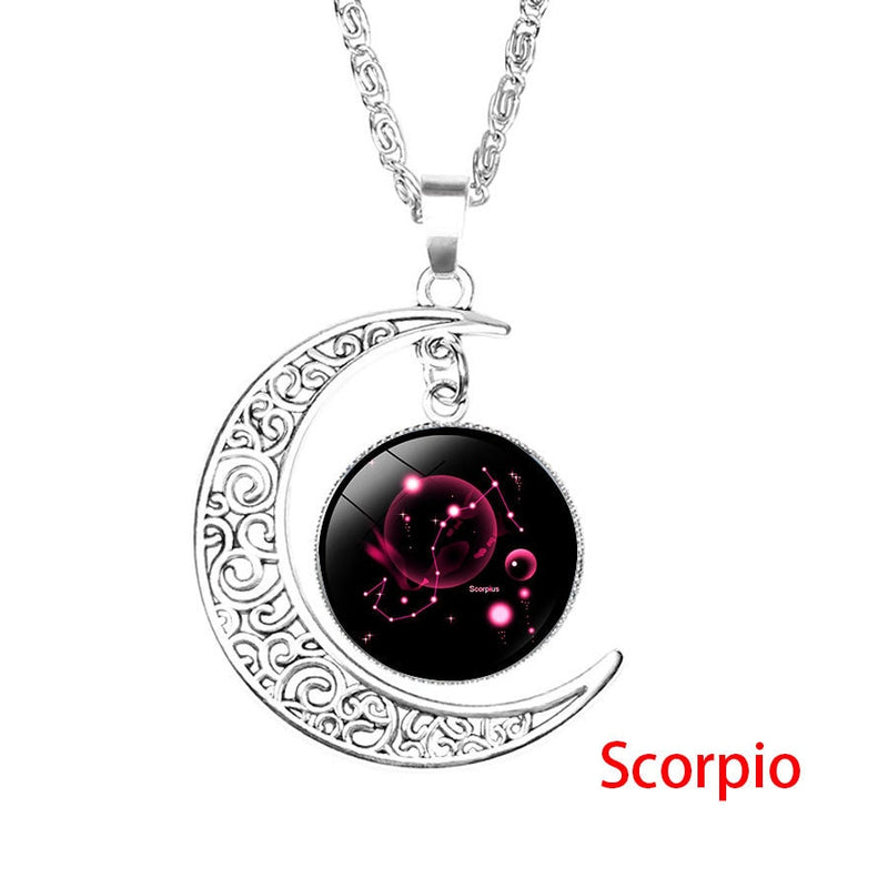 Zodiac Necklace with Glass Cabochon