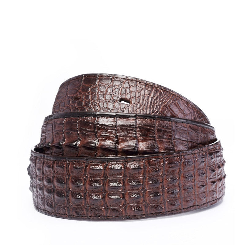 Men's Luxury Cowhile Belt - Crocodile Pattern Designer Strap