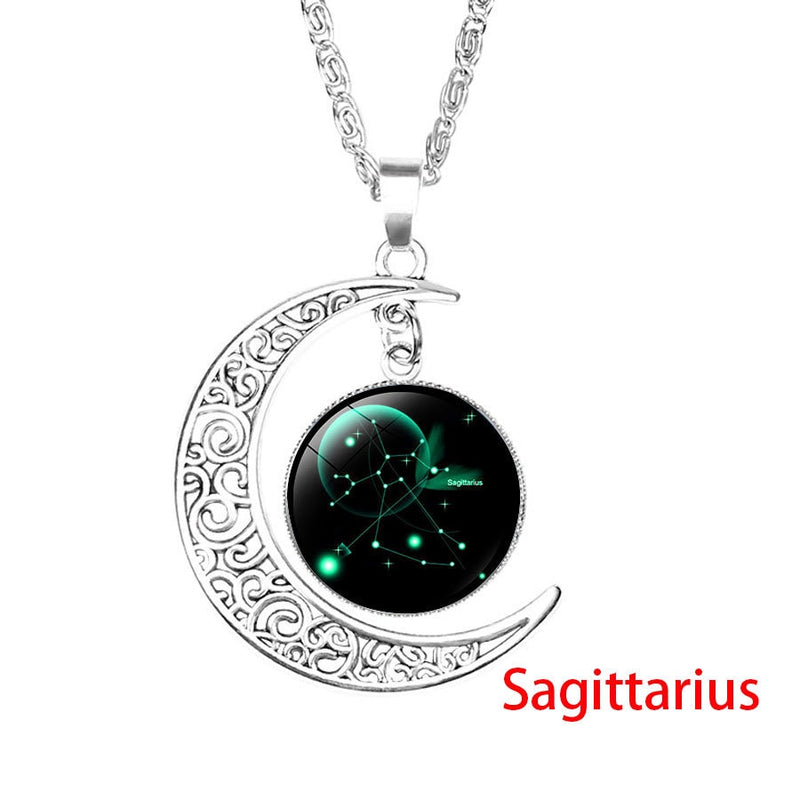 Zodiac Necklace with Glass Cabochon