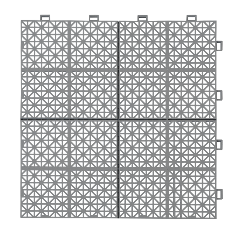 12 x 12 inch gray interlocking deck tiles, plastic waterproof, weighing up to 6613 pounds, with a rose pattern pack of 12