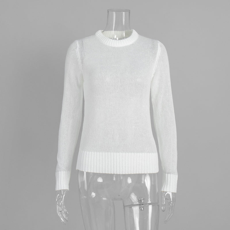 Knitted base semi transparent sweater for women