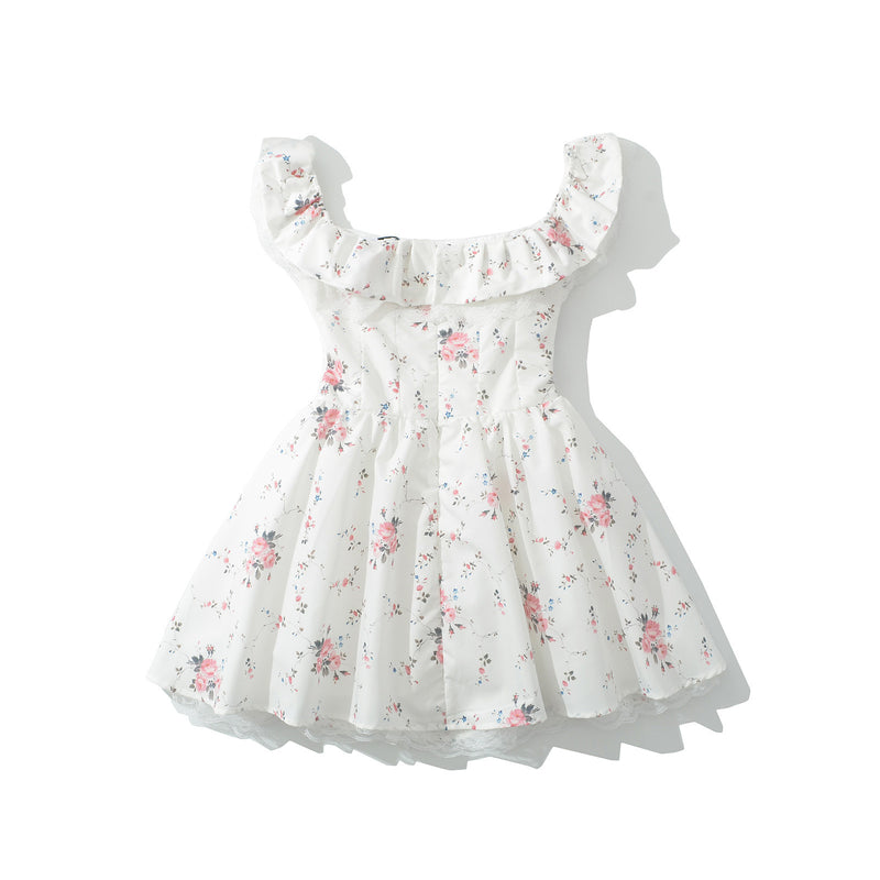 Fashion bow one neck printed dress for women