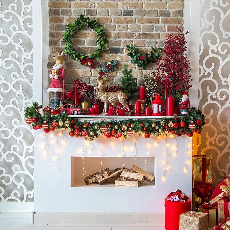 50 pcs/box: 2025 Gold Red Hanging Christmas Tree Ball Ornaments, 2026 Home Holiday Decorations & New Year Gifts