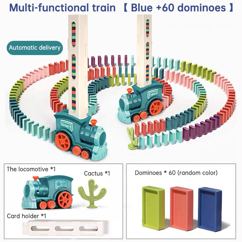 Hot Sale Development Train Toys Colored Dominoes Set 40/60/80/100 Electric Automatic Domino Train Toy