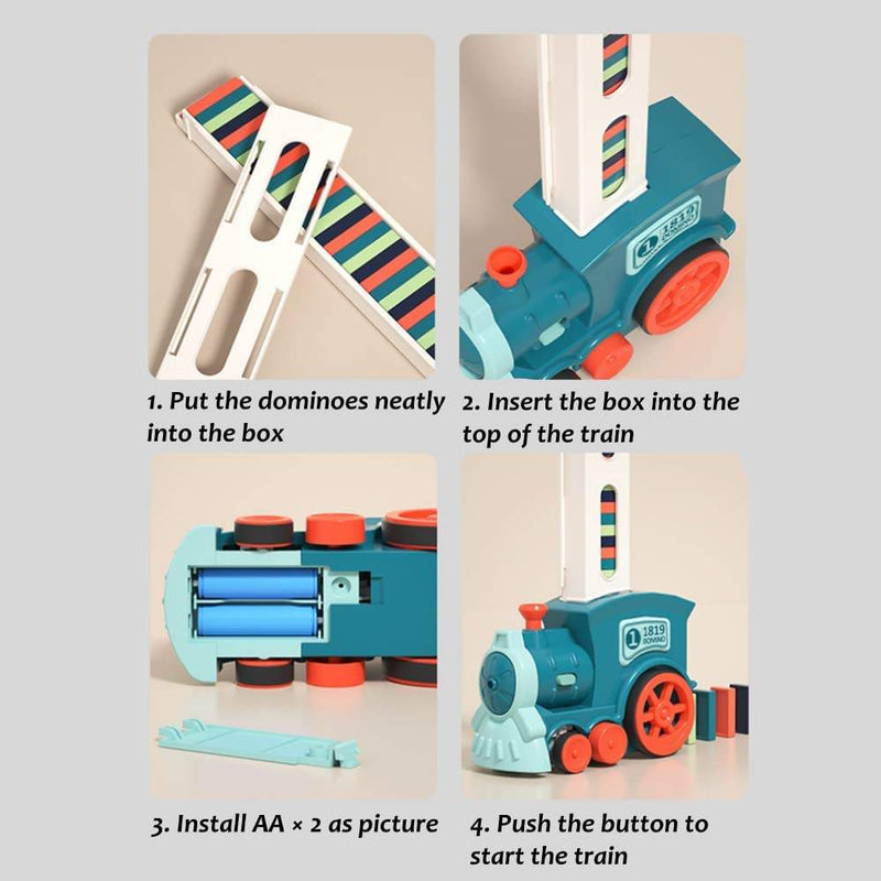 Hot Sale Development Train Toys Colored Dominoes Set 40/60/80/100 Electric Automatic Domino Train Toy